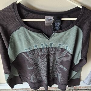 Harley-Davidson Two-Tone Sweatshirt in Green and Brown